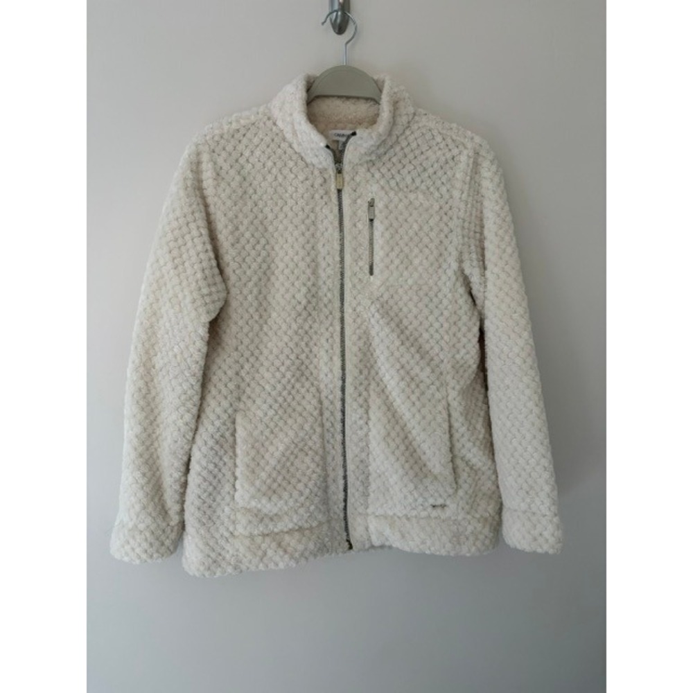 Calvin Klein Performance Womens Cream Textured Fleece Full Zip Jacket Medium